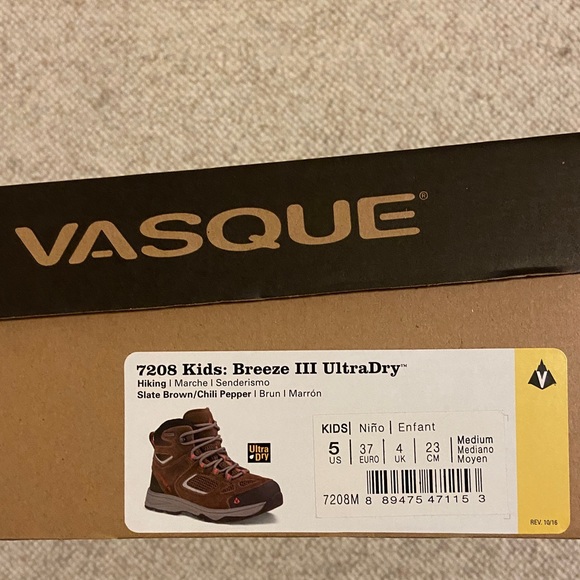 Vasque Kids Breeze UltraDry Hiking Shoes- Brown - Picture 4 of 4